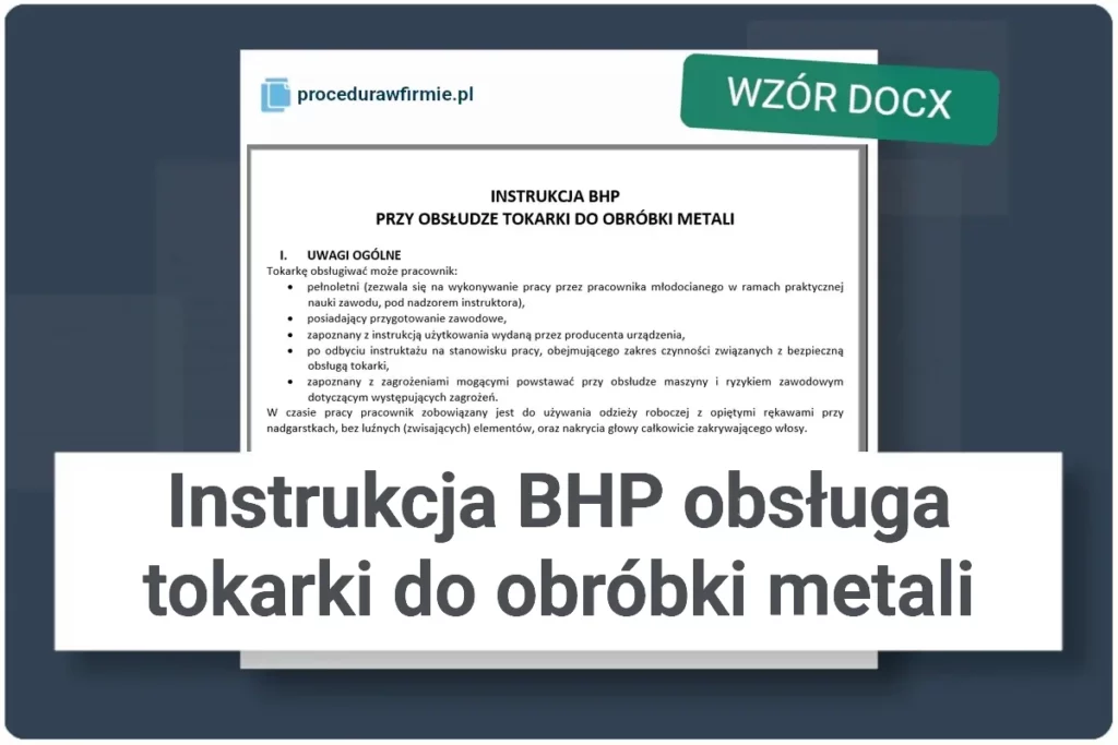 Instrukcja BHP obsluga tokarki do obrobki metali wzor dokumentu DOCX
