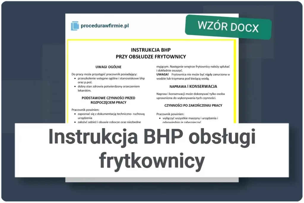 Instrukcja BHP obslugi frytkownicy wzor DOCX