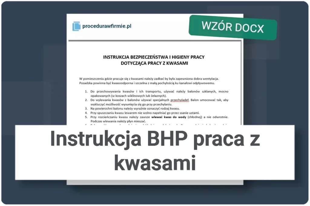 Instrukcja BHP praca z kwasami wzor DOCX