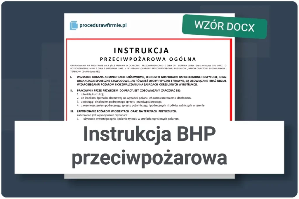 Instrukcja BHP przeciwpozarowa wzor DOCX do pobrania