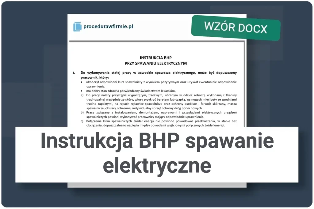 Instrukcja BHP spawanie elektryczne wzor dokumentu DOCX