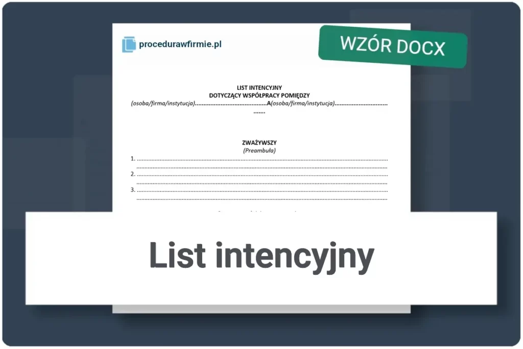 List intencyjny wzor DOCX do pobrania