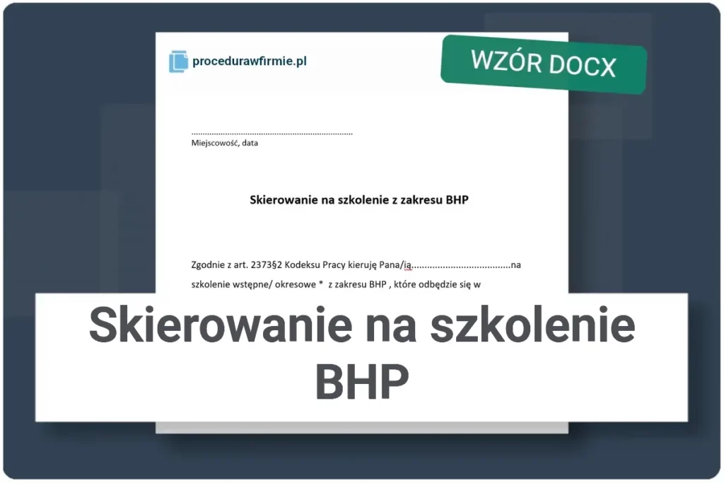 Skierowanie na szkolenie BHP wzor DOCX do pobrania