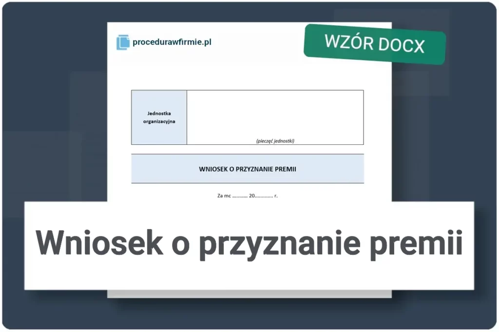 Wniosek o przyznanie premii wzor DOCX do pobrania